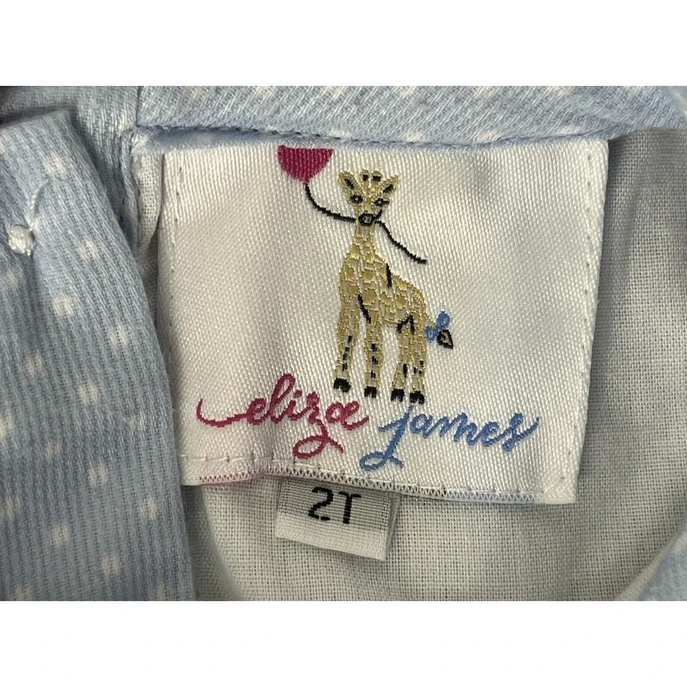Eliza James Girls Snap Crotch Short Sleeve Blue Polka Dot Romper Size 2T - Picture 4 of 5